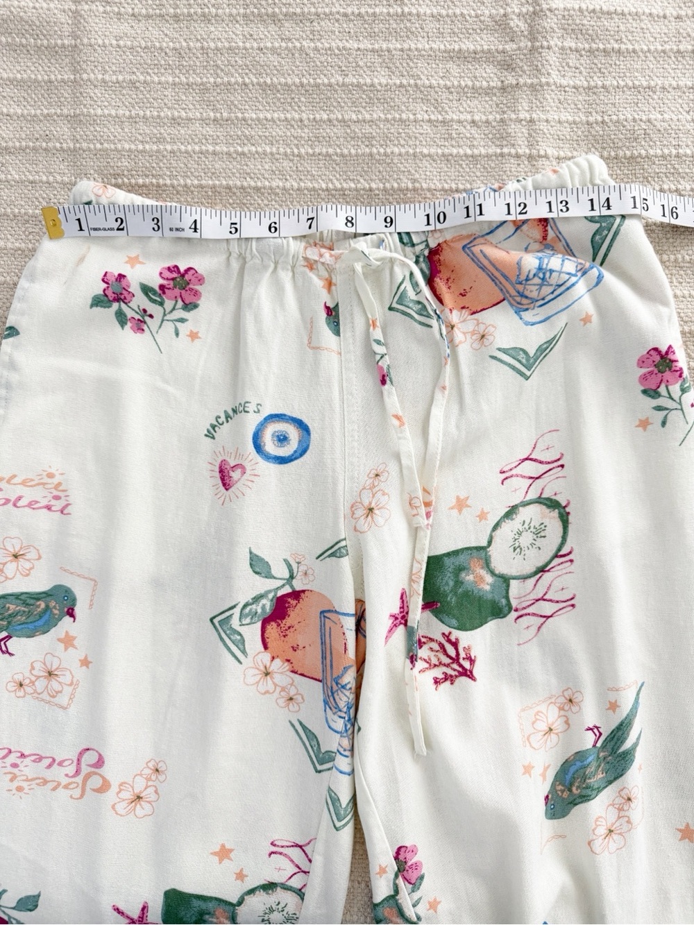 Cali 1850 Set White Tropical Floral Sleeveless Tie-Front Top and Wide Leg Pants - Picture 11 of 14